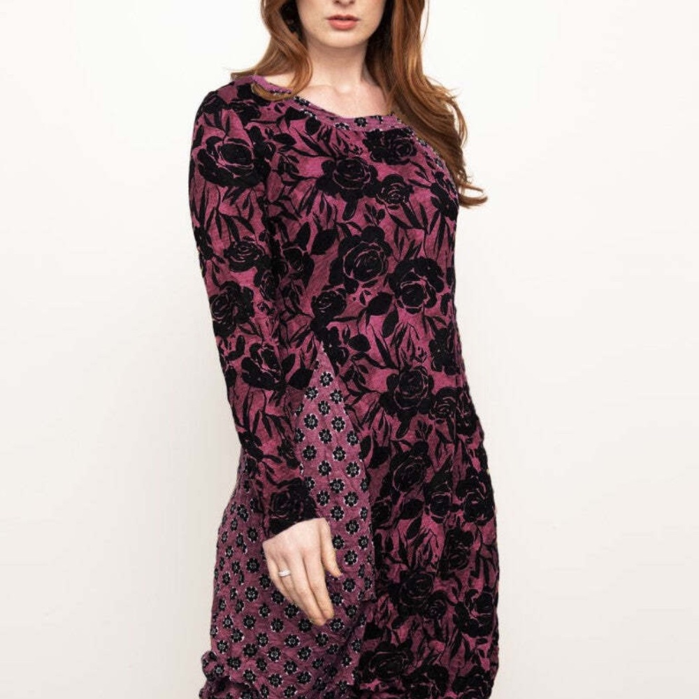 Liv by Habitat Purple/Black Midi Cotton Long Sleeve dress, NWOT